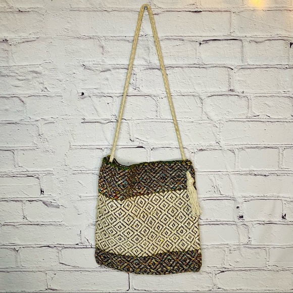 Bohemian Handmade Bucket Rope Bag Earthy Neutral Colors Shoulder Tote - Picture 1 of 7